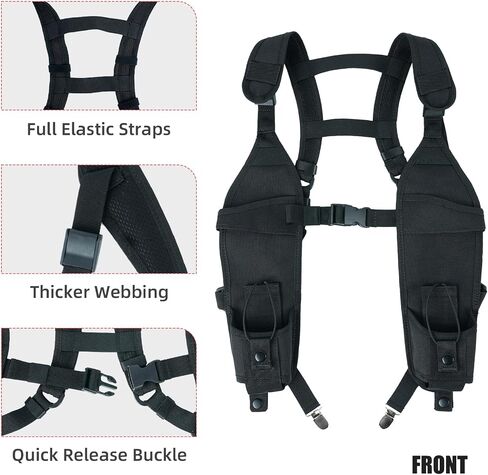KUNN Universal Double Radio Shoulder Holster,Two Way Radio Holder with Belt Clip,no Chest Strap Radio Harness for BaoFeng,Motorola,Walkie Talkie Holder for Firefighter,Police(Blue,Double) in Kuwait