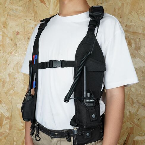 KUNN Universal Double Radio Shoulder Holster,Two Way Radio Holder with Belt Clip,no Chest Strap Radio Harness for BaoFeng,Motorola,Walkie Talkie Holder for Firefighter,Police(Blue,Double) in Kuwait