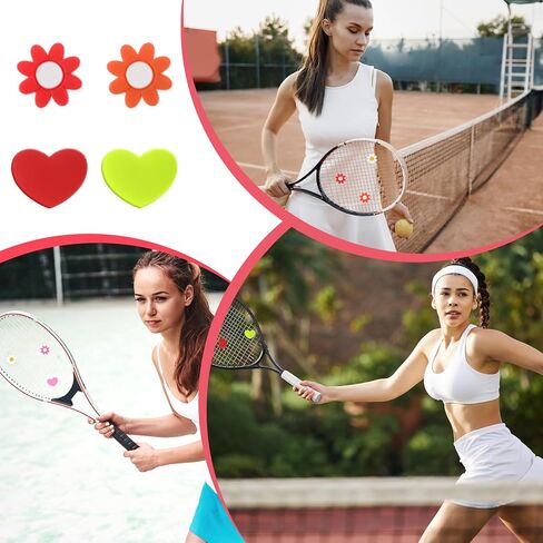 10pcs تنس مضرب رطبة لطيفة قلب زهرة القلب تصاميم ترميشات مضرب التنس ، والاهتزاز وامتصاص الصدمات Tenis المحلي ، وآمنة سهلة التثبيت للاعبين من جميع المستويات in Kuwait