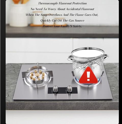 Commercial Gas Stock Pot Range,Left-hand Stainless Steel Gas Stove with Split Burner And Energy-gathering Plate,for Restaurant,Home(LPG) in Saudi Arabia