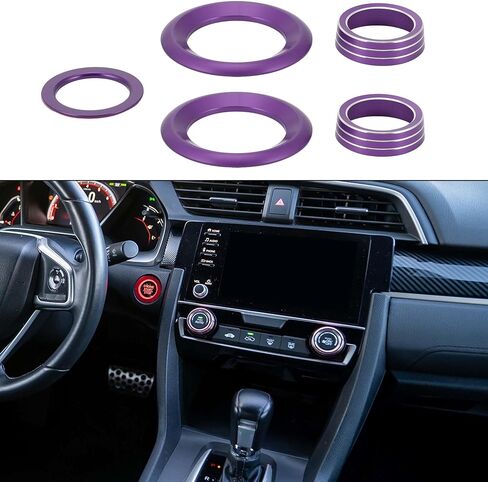 5 PCS AC AC Air Complementer Engine START SPEAKER CONTROW SWIVE COVER RING متوافق مع هوندا سيفيك 2016-2021 ، سبيكة الألومنيوم القوية الأحمر in Saudi Arabia
