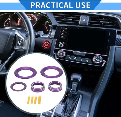 5 PCS AC AC Air Complementer Engine START SPEAKER CONTROW SWIVE COVER RING متوافق مع هوندا سيفيك 2016-2021 ، سبيكة الألومنيوم القوية الأحمر in Saudi Arabia