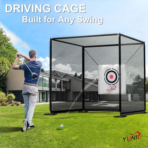 YUNIC Golf Driving Cage with Metal Frame - Choose Standard Hitting Target or Simulator Impact Screen in Saudi Arabia
