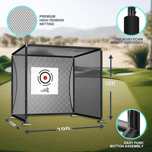 YUNIC Golf Driving Cage with Metal Frame - Choose Standard Hitting Target or Simulator Impact Screen in Saudi Arabia