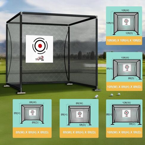 YUNIC Golf Driving Cage with Metal Frame - Choose Standard Hitting Target or Simulator Impact Screen in Saudi Arabia