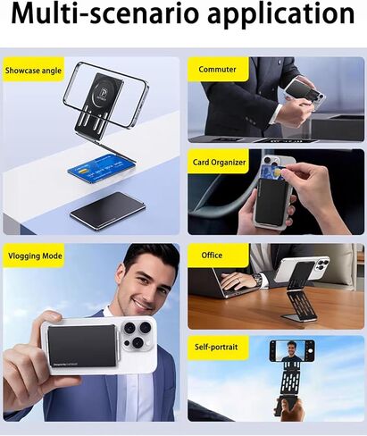 سبيكة الألومنيوم Magsafe الهاتف مع تصميم قابل للطي - حامل بطاقة الائتمان ، زوايا قابلة للتعديل ، حامل محمول لـ iPhone16/15/14/12 in Saudi Arabia
