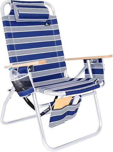Big Jumbo 500 LBS XL كرسي شاطئ شاق واسع للخدمة للبالغين الكبار والطويلون ، أنابيب الألومنيوم - 4 مواقف مستلقية in Kuwait