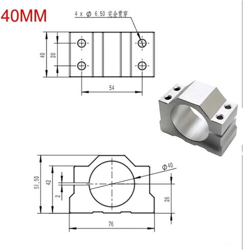 قوس تثبيت المشبك المغزل 40 مم 42 مم 45 مم 48 مم 52 مم 65 مم قاعدة تصاعد قطرها (D52mm) in Kuwait