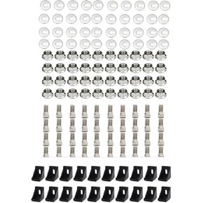 140pcs 3030 Aluminum Profile Connectors 20pcs Angle Brackets + 40pcs M6x16mm T Bolt Screws + 40pcs M6 Hex Flange Nuts + 6x16x2 Washers(Black) in Kuwait