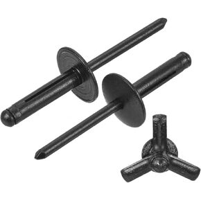 UXCELL 60PCS 3/16 "x3/4" ألومنيوم رأس ثلاثي القبضة ، مسامير قبضة Tri كبيرة الحافة ل DIY ، ورقة معدنية ، إصلاحات السيارات ، الأثاث ، القارب البحري (أسود) in Kuwait
