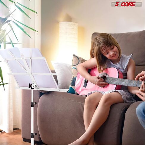5 CORE Music Stand Height Adjustable Desktop Book Stands Portable Sheet Holder All Metal Bookstand Foldable Atril Para Partituras w Carrying Bag & Clip Black - MUS FLD BLK in Saudi Arabia
