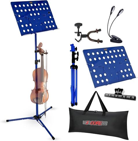 5Core Music Stand for Sheet Music Tripod ارتفاع قابلة للطي قابلة للطي قابلة للطي حامل ملاحظة Atril PARTITURAS W Light Clip - Mus fld HD ACC PNK in Kuwait