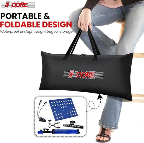 5Core Music Stand for Sheet Music Tripod ارتفاع قابلة للطي قابلة للطي قابلة للطي حامل ملاحظة Atril PARTITURAS W Light Clip - Mus fld HD ACC PNK in Kuwait