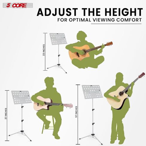5Core Music Stand for Sheet Music Tripod ارتفاع قابلة للطي قابلة للطي قابلة للطي حامل ملاحظة Atril PARTITURAS W Light Clip - Mus fld HD ACC PNK in Saudi Arabia