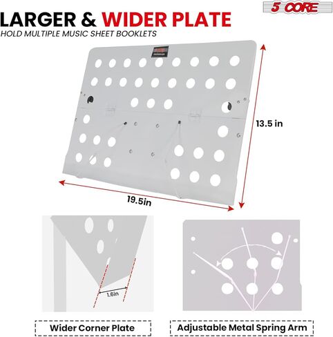 5Core Music Stand for Sheet Music Tripod ارتفاع قابلة للطي قابلة للطي قابلة للطي حامل ملاحظة Atril PARTITURAS W Light Clip - Mus fld HD ACC PNK in Saudi Arabia