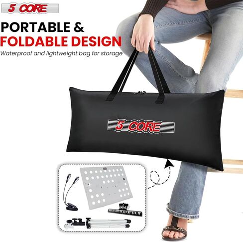 5Core Music Stand for Sheet Music Tripod ارتفاع قابلة للطي قابلة للطي قابلة للطي حامل ملاحظة Atril PARTITURAS W Light Clip - Mus fld HD ACC PNK in Saudi Arabia