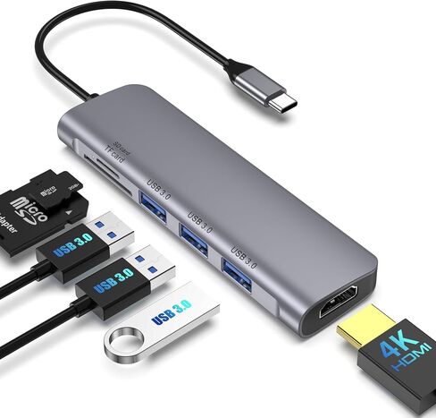 USB C Hub, 8 in 1 USB C Docking Station with 4K HDMI, 3 USB 3.0 Ports, USB-C Port, 100W PD, SD/TF Card Reader, Laptop Docking Station Compatible for MacBook Pro/Air, Dell XPS, HP, Chromebook in Saudi Arabia