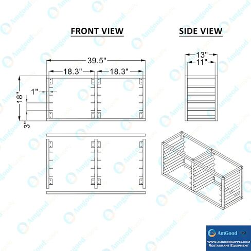AmGood Wall Mounted Sheet/Bun Pan Rack - 40" x 13" x 18". Fits 10 Half Size Pans. NSF in Saudi Arabia