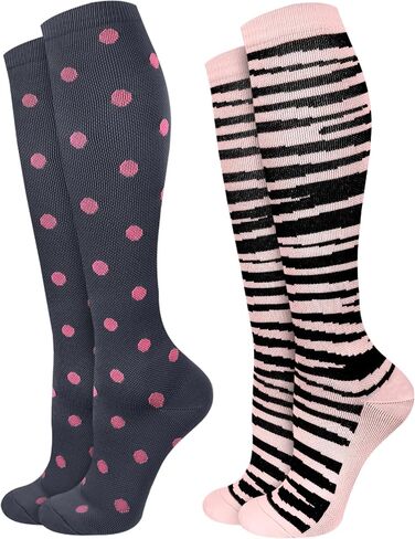2Packs Compression Socks for Women - 15-20 mmHg Graduated Circulation Support for Nurses, Athletes and Travel in Saudi Arabia