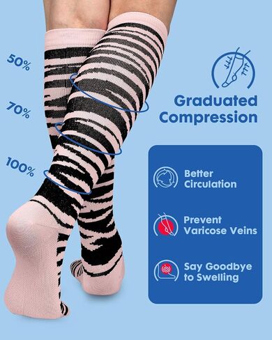 2Packs Compression Socks for Women - 15-20 mmHg Graduated Circulation Support for Nurses, Athletes and Travel in Saudi Arabia