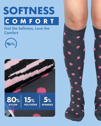 2Packs Compression Socks for Women - 15-20 mmHg Graduated Circulation Support for Nurses, Athletes and Travel in Saudi Arabia
