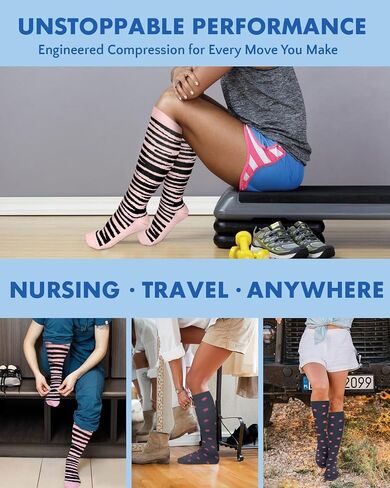2Packs Compression Socks for Women - 15-20 mmHg Graduated Circulation Support for Nurses, Athletes and Travel in Saudi Arabia