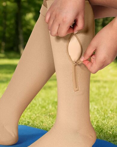 جوارب ضغط السوستة للنساء الرجال - جوارب ضغط مع بطانة داخلية سهلة على ، 20-30mmhg الدعم in Kuwait