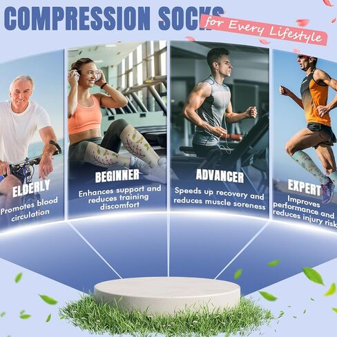 Compression Socks for Women & Men 7 Pairs Knee High Compression Socks 20-30 mmhg Best for Running,Nurse,Travel in Saudi Arabia