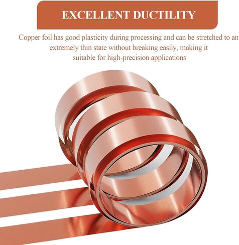 لفة نحاسية رقيقة ، طولها 1 متر طبق نقي ، سماكة لفة النحاس 0.4 مم عرض 30-55 مم ، رقائق معدنية من النحاس مناسبة للآلات الدقيقة ، (0.4x45x1000mm) in Kuwait
