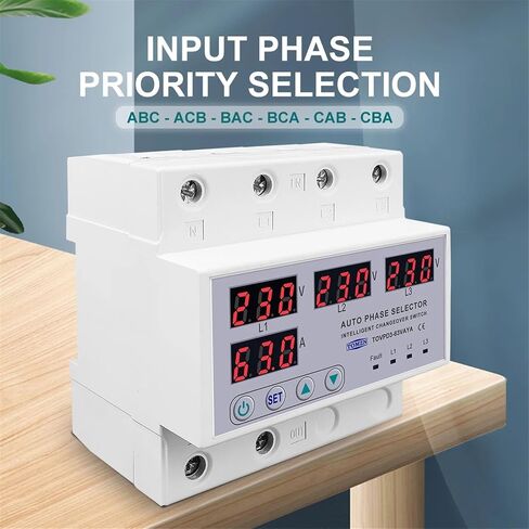 63A 3 Phase 3P+N DIN Rail Phase محدد قابلة للتعديل وتحت الجهد حماية حماية حامي مراقب الجهد in Saudi Arabia