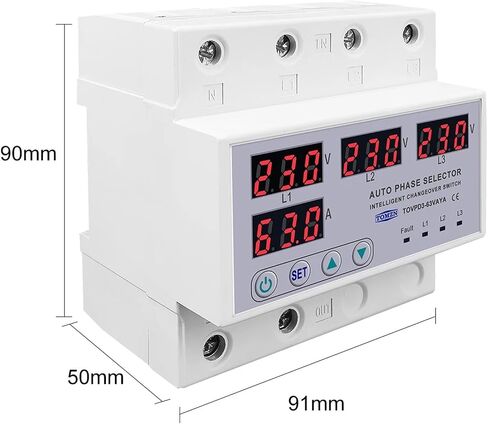 63A 3 Phase 3P+N DIN Rail Phase محدد قابلة للتعديل وتحت الجهد حماية حماية حامي مراقب الجهد in Saudi Arabia