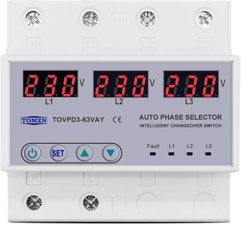 ثلاث مرحلة 3P+N DIN DIN Rail Phase Selector Voltmeter مع قابلة للتعديل فوق وتحت حامي مراقبة حماية الجهد (محدد طور 63A) in Saudi Arabia