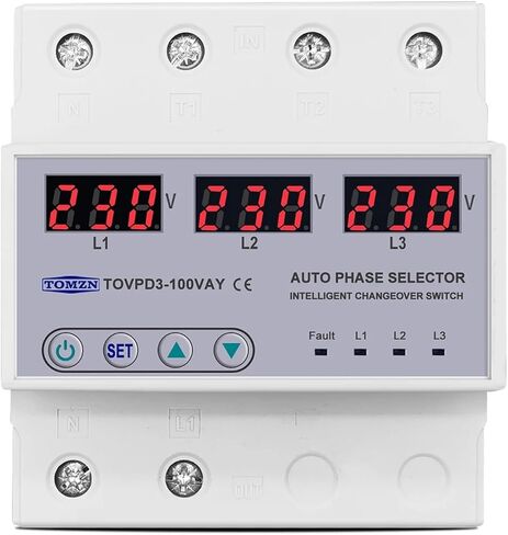 ثلاث مرحلة 3P+N DIN DIN Rail Phase Selector Voltmeter مع قابلة للتعديل فوق وتحت حامي مراقبة حماية الجهد (محدد طور 63A) in Saudi Arabia