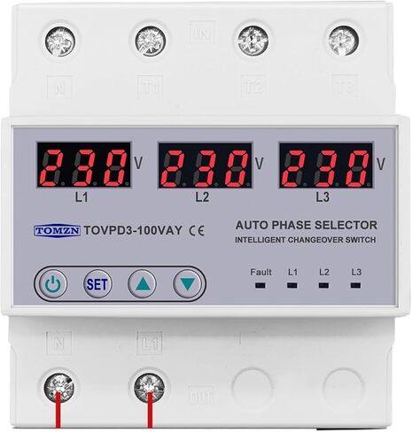 100A 3 Phase 3P+N Din Rail Phase selector Voltmeter with Adjustable Over and Under Voltage Protection Monitor Relays Protector in Saudi Arabia