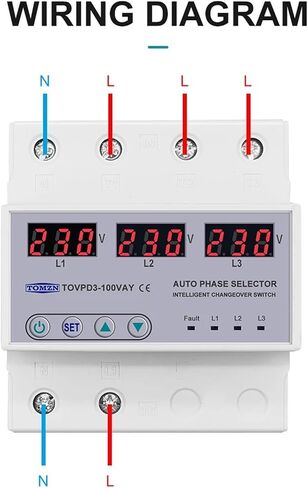 100A 3 Phase 3P+N Din Rail Phase selector Voltmeter with Adjustable Over and Under Voltage Protection Monitor Relays Protector in Saudi Arabia
