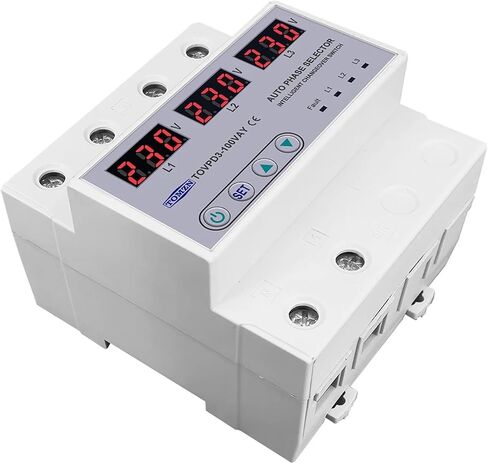 100A 3 Phase 3P+N Din Rail Phase selector Voltmeter with Adjustable Over and Under Voltage Protection Monitor Relays Protector in Saudi Arabia
