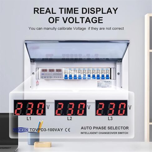 100A 3 Phase 3P+N Din Rail Phase selector Voltmeter with Adjustable Over and Under Voltage Protection Monitor Relays Protector in Saudi Arabia