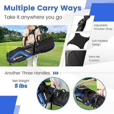 Goplus 14 Way Top Dividers Golf Stand Bag ، حقيبة خفيفة الوزن في نوادي الجولف مع حقيبة باردة ، 6 جيوب سحاب ، وأشرطة كتف مزدوجة ، محرك أمطار ، حقيبة غولف محمولة مع موقف للرجال نساء in Saudi Arabia