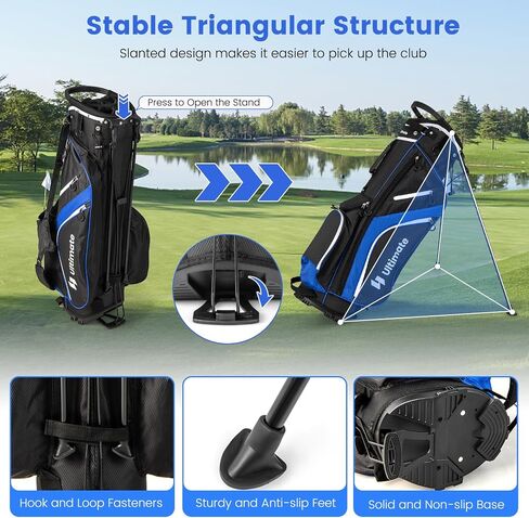 Goplus 14 Way Top Dividers Golf Stand Bag ، حقيبة خفيفة الوزن في نوادي الجولف مع حقيبة باردة ، 6 جيوب سحاب ، وأشرطة كتف مزدوجة ، محرك أمطار ، حقيبة غولف محمولة مع موقف للرجال نساء in Saudi Arabia