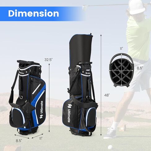 Goplus 14 Way Top Dividers Golf Stand Bag ، حقيبة خفيفة الوزن في نوادي الجولف مع حقيبة باردة ، 6 جيوب سحاب ، وأشرطة كتف مزدوجة ، محرك أمطار ، حقيبة غولف محمولة مع موقف للرجال نساء in Saudi Arabia