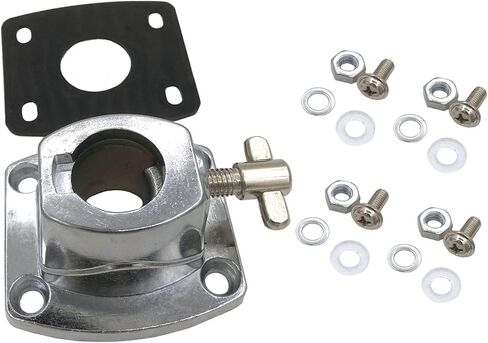 Percussion Drum Set Tom Cymbal Holder Clamp Metal Bass Drum Tom Mount Bracket with Plastic Gasket Mounting Screws, Universal Drum Kit Holder Base Plate 19.2-22.5mm Diameter in Saudi Arabia