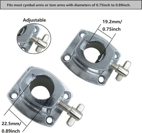 Percussion Drum Set Tom Cymbal Holder Clamp Metal Bass Drum Tom Mount Bracket with Plastic Gasket Mounting Screws, Universal Drum Kit Holder Base Plate 19.2-22.5mm Diameter in Saudi Arabia
