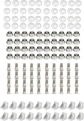 140pcs 3030 موصلات ملف تعريف الألومنيوم 20pcs بين قوسين زاوية + 40pcs M6x16mm t براغي الترباس + 40pcs M6 Hex Hox Nuts + 6x16x2 غسالات (أسود) in Kuwait