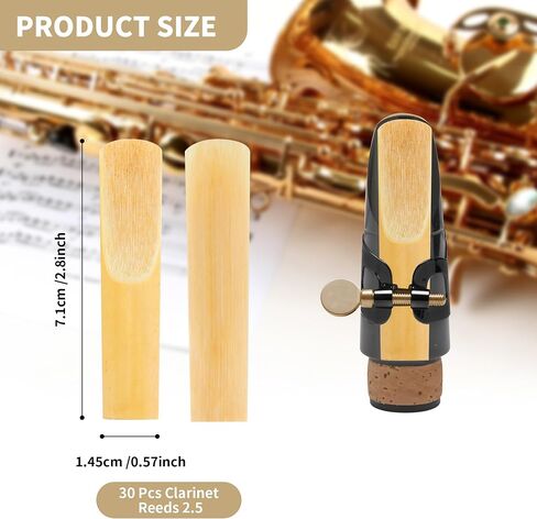 30 قطعة Clarinet Reeds 2.5 BB ، Clarinet Reeds Strength Strength 2.5 Threed Reed Tip tip for Clarinet Exhible in Saudi Arabia