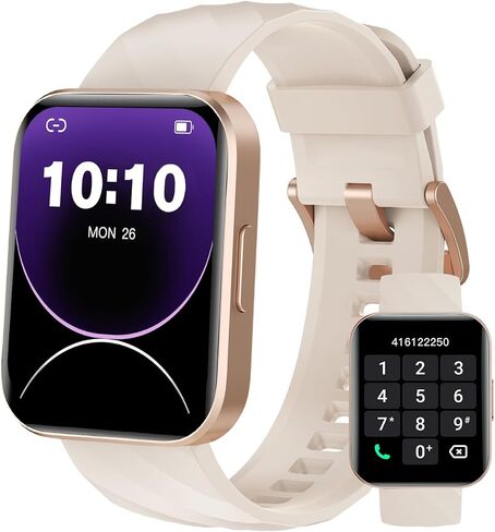 Watch Smart Watch (إجابة/إجراء مكالمات) ، ساعات ذكية 1.85 "للنساء للنساء ، تتتبع اللياقة البدنية للنساء مع 100+ أوضاع رياضية شاشة شاشة لمعدل ضربات القلب لـ iOS Android Ponts مقاومة للماء (الوردي الفاتح) in Saudi Arabia