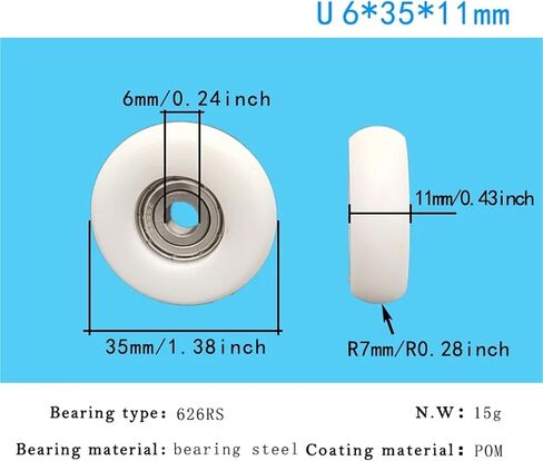 6 * 35 * 11mm,Sliding gate Window Nylon Roller Wheel Bearing Steel 626ZZ Bearing bore 6mm,Diameter 35mm,Thickness 11mm. 10pcs/lot in Saudi Arabia