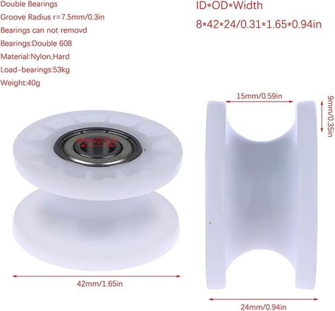 1pcs بكرة ميكانيكية العجلة 608zz مزدوجة تحمل عجلة كرة الدوران الثنائي 8 * 42 * 24mm in Saudi Arabia