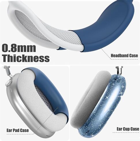 Case Cover for AirPods Max Headphones Clear Soft Anti-Scratch Antislip Protective Cover Bling Decorations for Apple AirPods Max (2024/2020) (White Stars) in Saudi Arabia