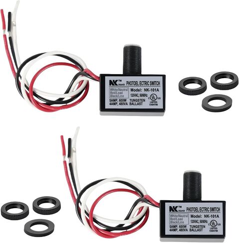2-pack 105V-130V AC مستشعرات الضوء الخلفي الضوئي ， مفاتيح الإضاءة التلقائية إلى الفجر-مقاومة للطقس ， تناسب الإضاءة في الهواء الطلق ， عناصر التحكم الكهروضوئية مع شروق الشمس وغروب الشمس in Saudi Arabia