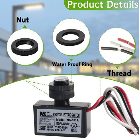 2-pack 105V-130V AC مستشعرات الضوء الخلفي الضوئي ， مفاتيح الإضاءة التلقائية إلى الفجر-مقاومة للطقس ， تناسب الإضاءة في الهواء الطلق ， عناصر التحكم الكهروضوئية مع شروق الشمس وغروب الشمس in Saudi Arabia